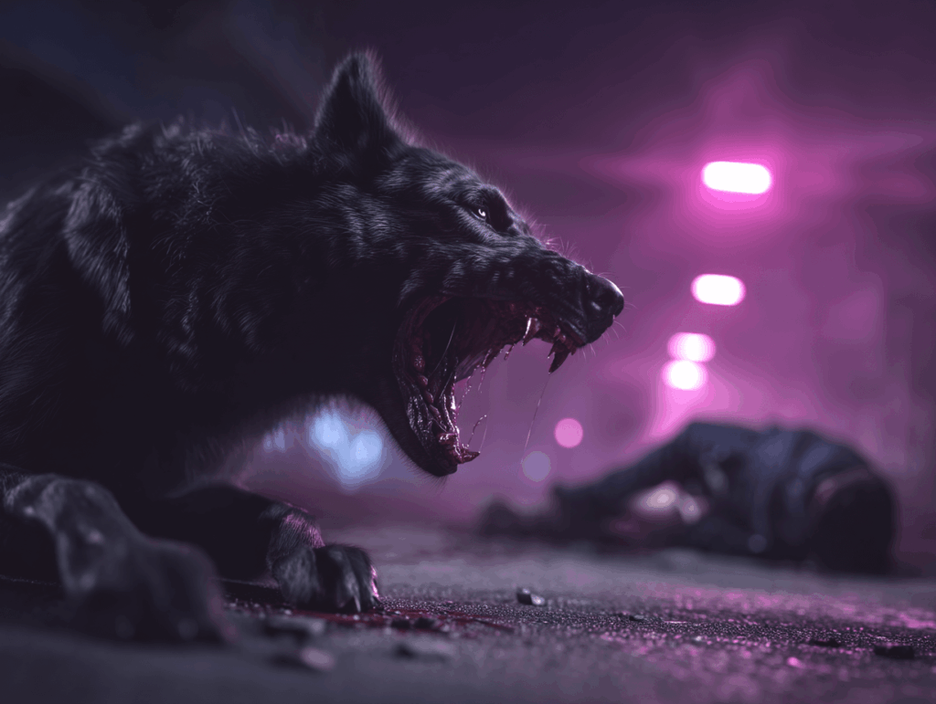 سگ سیاه در حال حمله کردن