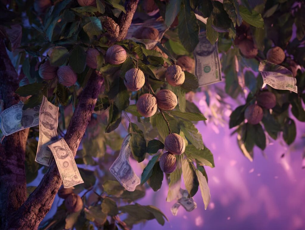 درخت گردو پر از محصول