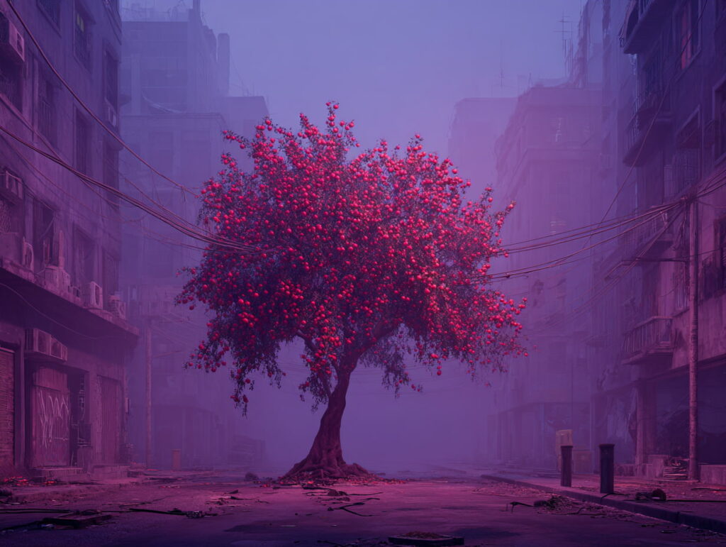 درخت انار پر از میوه