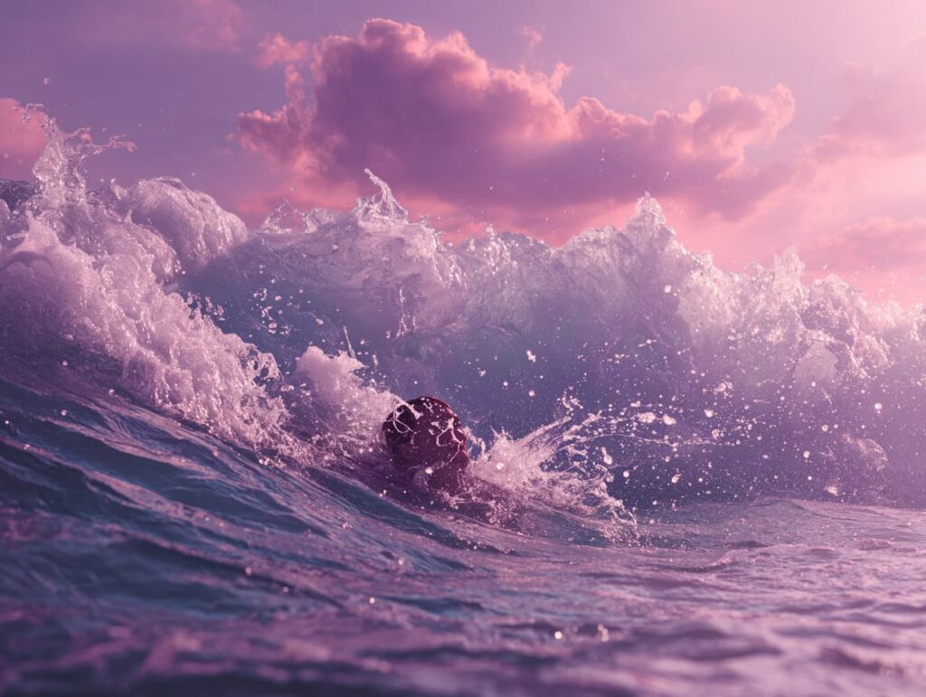 موج‌های خروشان دریای طوفانی